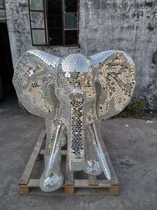 Escultura de Elefante con Espejos Grandes, <span class=keywords><strong>Estatua</strong></span> de Elefante con Bola de Discoteca para Exhibición - Product Image 1