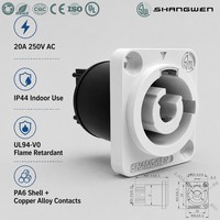 IP44 Powercon 3-poliger 20A 250V Steckverbinder Männliche Chassis-Buchse Weiblicher Stecker PA6-Gehäuse Kupferkontakte Schnappverschluss