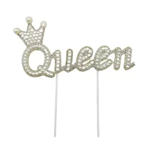 1 Stück Perlen Königin Krone Oberteil für Kuchen Dekoration schöne Hochzeitstorte Oberteil für süßes Mädchen frohen Müttertag Kuchen Oberteile