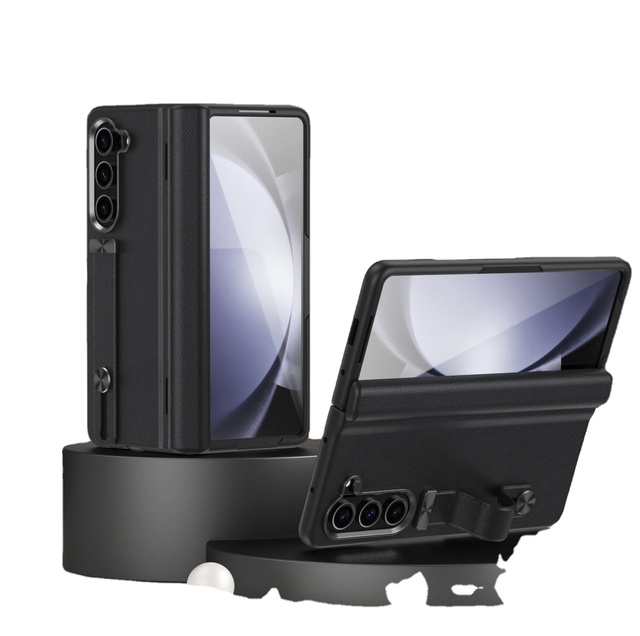 Finger Ring Hiding Holder Phone Case for Samsung Galaxy Z Fold 5 Z Fold 4/Z Fold 3 Pure Color Leather Phone Case
