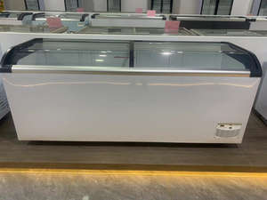 Refrigerador de helados con puerta de vidrio curvada, pantalla para comida congelada, tapa deslizante, arcón, congelador, nevera, 2 uds. - Product Image 4