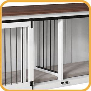 Elegante Dubbele Hondenkrat Meubels Houten Tafel Hondenkrat Met Dienblad Ruime Hondenkennel Inclusief Verwijderbare Verdeler - Product Image 2