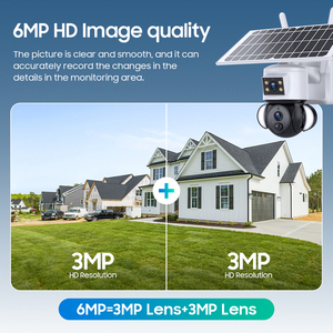 Biểu tượng tùy chỉnh Panorama IP CCTV ngoài trời ống kính kép Dome Camera 6MP 4 gam Sim Thẻ năng lượng mặt trời Pin Đèn pha CMOS Dome Camera máy ảnh - Product Image 4