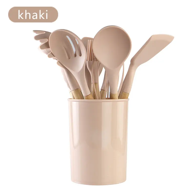 Factory Wholesale 12 Wooden Cooking Utensils Set Best Kitchen accessories Tools And Kitchen Gadgets For Home