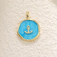 DIY moda nueva llegada gran oferta esmalte pez caballito de mar caracola azul océano encanto colgante para collar Fabricación de pulseras