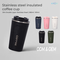 Tasse à café isotherme en acier inoxydable à double paroi, anti-fuite, avec couvercle, pour la maison, le bureau et les boissons