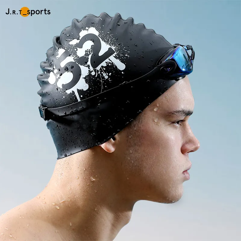 Fashionable High Quality Customization Pool Training Waterproof Printed Silicone Swim Cap