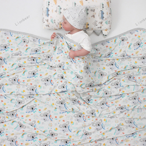 Couverture de pépinière ultra douce et soyeuse en jersey de bambou matelassé à 2 couches pour nouveau-né, enfant en bas âge, motif de dessin animé tricoté-Bébé - Product Image 6