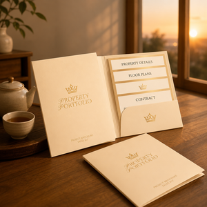 Cartella di Presentazione <span class=keywords><strong>Immobiliare</strong></span> di Lusso Personalizzata con Logo in Lamina d'Oro A4, Custodia Premium per Elenco Proprietà, Agente <span class=keywords><strong>Immobiliare</strong></span> - Product Image 4