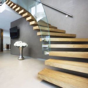 Escalera redonda de acero para construcción, escalón de roble rojo en forma de U, diseño personalizado, a buen <span class=keywords><strong>precio</strong></span>, estándar, Simple - Product Image 1