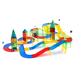 Magplayer Design 45PCs Car Racing Tracks Azulejos de construcción magnéticos Bloques de pista magnética para niños - Product Image 1