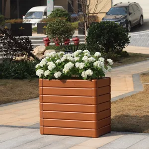 Personalizado grandes vasos de flores longos ao ar livre metal plantador caixas tamanho grande para café bar restaurante shopping quadrado casa fora decoração