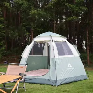 हेक्सागोनल स्वचालित तम्बू सरलीकृत सेटअप, आउटडोर रोमांच के लिए विशाल आंतरिक और परेशानी मुक्त आउटडोर आश्रय