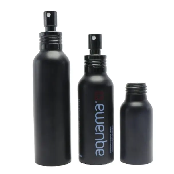 Botol semprot parfum hitam 30ml 50ml 2oz 80/100/120ml semprotan kabut warna-warni botol dispenser kosmetik perjalanan aluminium