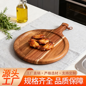 Wooden <b>tray</b>, acacia wood steak <b>dinner</b>, Japanese-style wooden pizza plate, steak, wooden tableware, wooden plate, wooden - Product Image 5