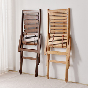 Silla Reclinable Plegable de Bambú con Reposapiés, Inclinación Manual, Diseño Minimalista para Hogar, Oficina, Balcón, Color Marrón - Product Image 3