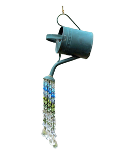 Arrosoir en métal rustique galvanisé bleu foncé de haute qualité avec bec et poignée en métal parfait pour les plantes d'intérieur - Product Image 1