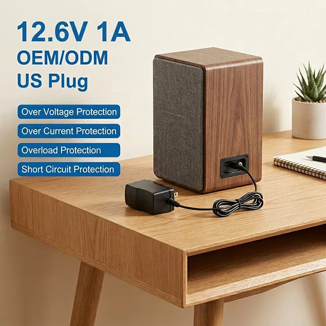 High Quality 12.6V 1A Power Adapter 100-240V US Plug PC Material AC DC Wall Mount 12.6W 12.6V 1A Power Supply for Speaker