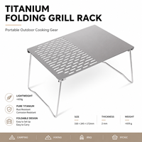 Grille de barbecue en titane pur, support de table pliable pour le camping, ustensiles de cuisine ultralégers pour pique-nique en plein air, équipement de camping en titane