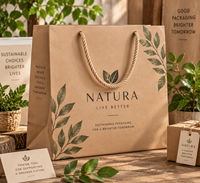 Sac de shopping en papier kraft de luxe écologique et recyclable avec logo personnalisé, impression à l'écran, poignée en corde de coton