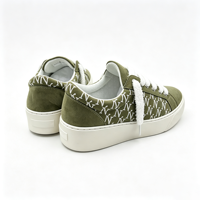 Nouvelles baskets tendance pour femmes à bout rond, vert armée, imprimé intégral, lacets épais et moelleux, chaussures pour tous les jours