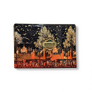 Boîte cadeau de luxe en bois massif avec résine cristalline, thème Saint-Valentin, finition polie, présentoir de table - Product Image 2