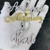 Bijoux de mode hip hop s925 argent vvs moissante nom personnalisé pendentif initiales cursives lettre collier pour femmes hommes