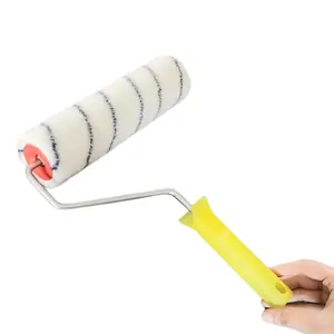 Hollow anti-skid yellow 9inch European style plastic handle Microfiber/polyester/Acrylic paint roller brush set