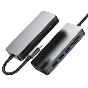 铝制USB集线器USB C型集线器3 0多功能适配器7合1，适用于Macbook Pro Air Ipad Matebook OEM状态充电C