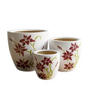 Pots à fleurs en céramique écologiques faits à la main, émaillés, pour l'extérieur, jardinières, utilisation en jardin, décoration de jardin intérieur, Dai Phong Lan CERA-251 - Product Image 1