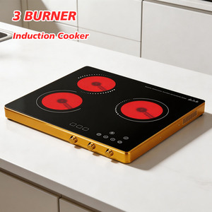 Table de cuisson à induction 3 foyers encastrable avec plateau en verre 3500W, en acier inoxydable, commande tactile, chauffage rapide, économie d'énergie, trois brûleurs indépendants - Product Image 5