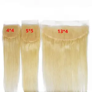 Perruque Remy courte à cuticules alignées or 613, livraison gratuite, boîte de dentelle complète tressée, cheveux humains