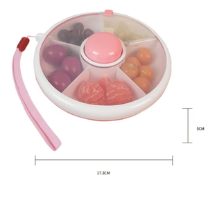Vente en gros de boîtes à nourriture portables rotatives rondes en plastique à 5 compartiments pour enfants ou bébés - Product Image 4