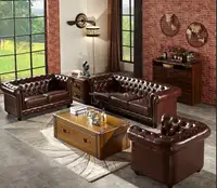 Italië Gestoffeerde Gebogen Chaise Lounge 100% Top Volnerf Lederen Verwarmde Gebruikt Arabische Antieke Sofa 3 Zits Lederen Sofa