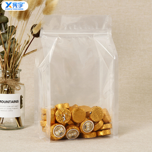 Custom Clear Eight-Sided Flat Bottom Stand-Up Pouch Food Grade Moisture Proof Plastic Bag with Handle for Grain Coffee Dry Goods - Product Image 3