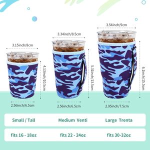 Iced Coffee Sleeve Insulator Sleeves for <b>Cold</b> Drinks Beverages Reusable Neoprene <b>Cup</b> Sleeve with Handle for 16-32oz Coffee <b>cups</b> - Product Image 2