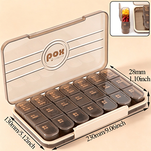 WEISHENG Boîte à pilules de voyage hebdomadaire à 21 compartiments, couleurs et logo personnalisés, boîtes à médicaments multifonctions, organisateur de pilules <span class=keywords><strong>portable</strong></span> pour 7 jours - Product Image 3