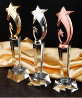 Trophée de cristal en métal Star Glass Award Événements sportifs Souvenirs Réunion annuelle Récompenses Trophée de musique Décoratif