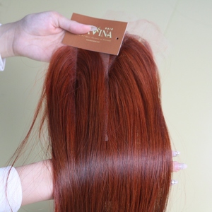 Fermeture en dentelle de cheveux humains vietnamiens en gros, 4x4, couleur rouge brun auburn, cuticules alignées, épaisse et douce, prix d'usine - Product Image 6