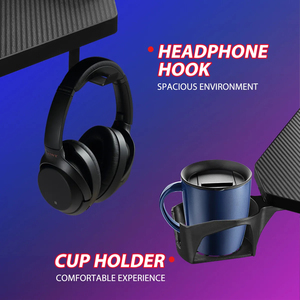 Escritorio de esquina para juegos al por mayor, escritorio de oficina, mesa para computadora con fibra de carbono y LED RGB - Product Image 4