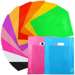 Plastic Shopping <b>Bags</b> 9 x 12 In Die Cut Handles Party Retail Goodie <b>Bag</b> <b>Medium</b> <b>Size</b> Bulk Pack - Product Image 1