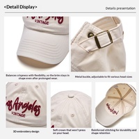 Topi Baseball Unisex 6 Panel 100% Katun Cepat Kering, Ukuran Besar, Pinggiran Lebar, Bordir Huruf Kasual, Dapat Disesuaikan