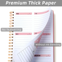 Planificateur hebdomadaire non daté, carnet de buts hebdomadaires A5, planificateur de liste de tâches, journal de suivi des habitudes, spirale, couverture rigide en tissu imprimé UV, 5,7 x