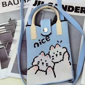 Bolso Mini Tote <span class=keywords><strong>de</strong></span> Punto con Diseño <span class=keywords><strong>de</strong></span> Gato <span class=keywords><strong>de</strong></span> Dibujos Animados y Patrón 'Nice', Bolso <span class=keywords><strong>de</strong></span> Mano con Asa <span class=keywords><strong>de</strong></span> Doble Color, Bolso <span class=keywords><strong>de</strong></span> Hombro Portátil para Teléfono OEM - Product Image 4