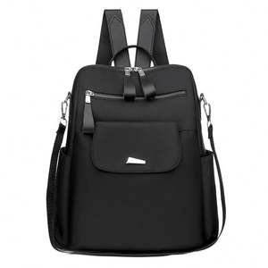 Sac à dos multifonctionnel en nylon pour femme, couleur unie, grande capacité, bandoulière amovible, fermeture éclair en tissu Oxford - Product Image 3