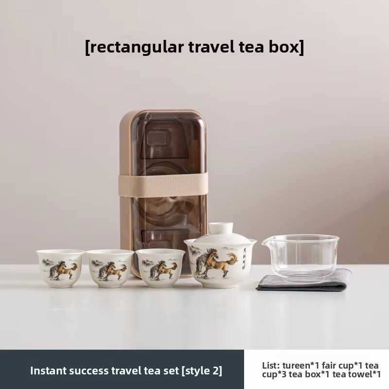 ชุดน้ำชาสำหรับเดินทาง สีเหลือง ประสบความสำเร็จทันที - กล่องสี่เหลี่ยม