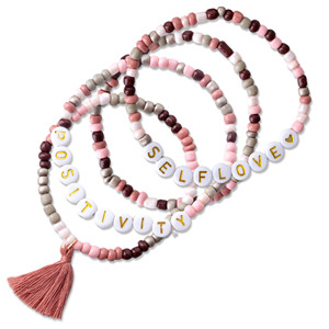 Bracelets personnalisés avec lettres en perles, bracelet élastique en perles acryliques arc-en-ciel, bijoux pour femme, cadeau pour maman - Product Image 2