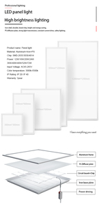 Vuông <span class=keywords><strong>LED</strong></span> trần 60x60 tùy chọn không thấm nước đầy đủ thiết kế văn phòng Bảng điều chỉnh <span class=keywords><strong>LED</strong></span> ánh sáng - Product Image 6