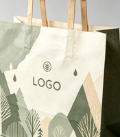 Sac en papier kraft à fond carré imprimé style nature, écologique, réutilisable, gaufré, avec logo personnalisé, recyclable, sac fourre-tout de luxe pour cadeaux