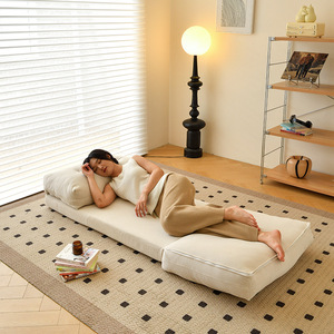 Canapé-lit Cloud Roll convertible, pliable, en mousse, tapis tatami, taille simple, couleur crème, pour chambre à coucher, balcon, petit appartement - Product Image 1